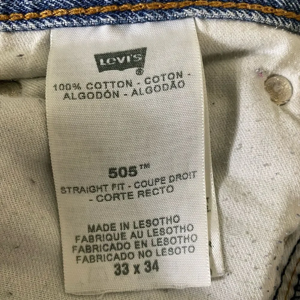 Levi's 505 Light Blue Straight Leg Jeans with Distressed Details